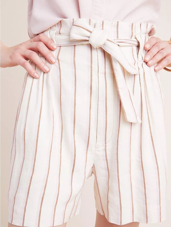 Anthropologie Pants - by Anthropologie Edisto Linen High-Waist Paperbag 4.5in Inseam Stripe Shorts 2